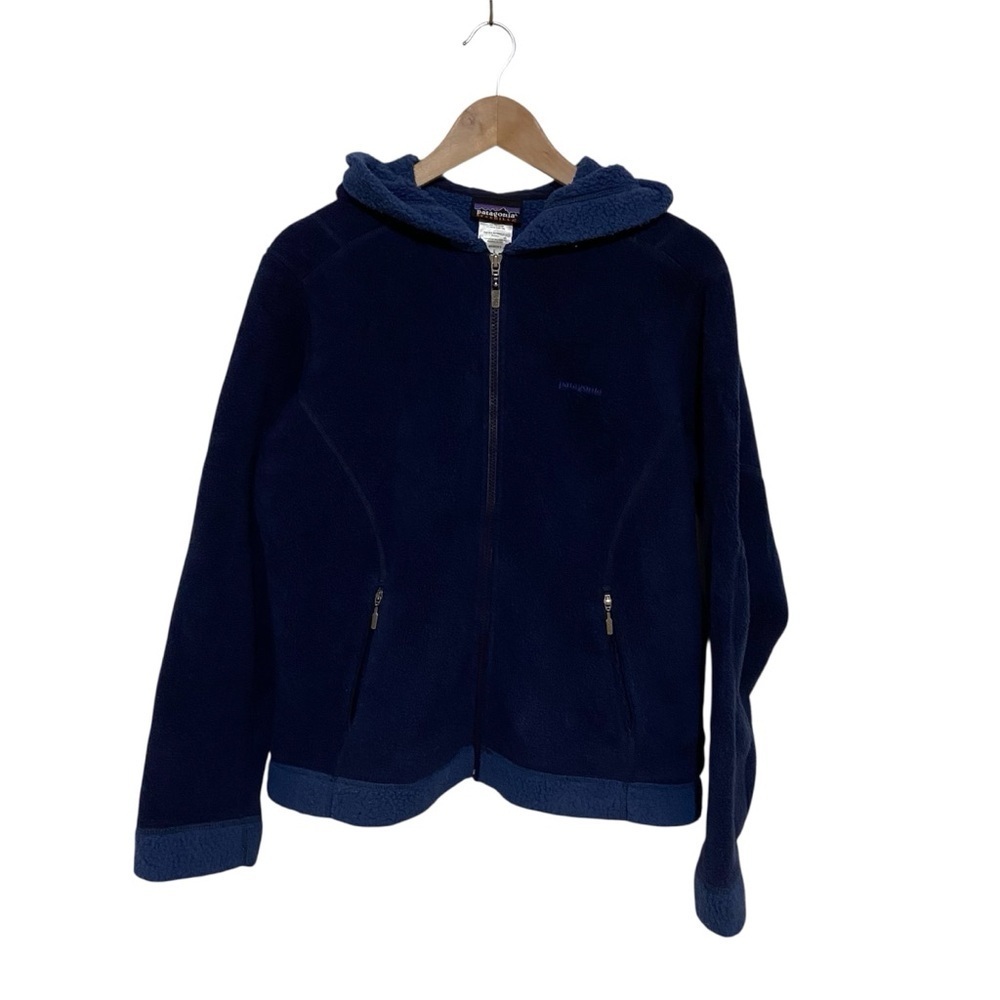 Patagonia Vintage Synchilla Fleece Blue Full Zip Up Hoodie Sweatshirt Women’s L